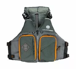 Visit The Wilderness Systems Store Wilderness Systems Fisher Kayaking Life Jacket | Easy Access Zippered Pockets Zippered Pockets | USCG Approved PFD – UL Type 5 Paddle Sports Life Vest | Large/X-Large, Gray (8070135)